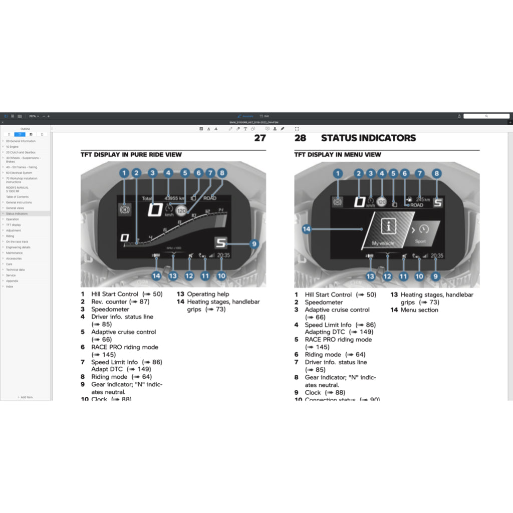 BMW S1000RR K67 (2019-2022) SERVICE WORKSHOP MANUAL + OWNER'S MANUAL