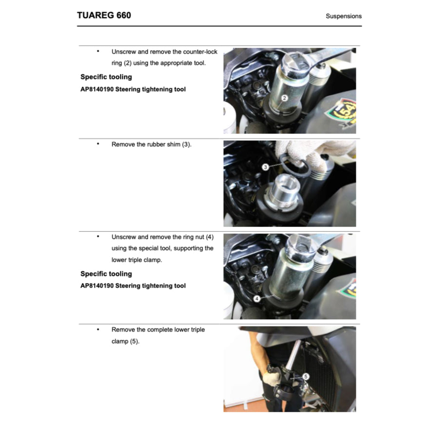 APRILIA TUAREG 660 (2021+) SERVICE WORKSHOP MANUAL + PARTS CATALOGUE + OWNER'S MANUAL