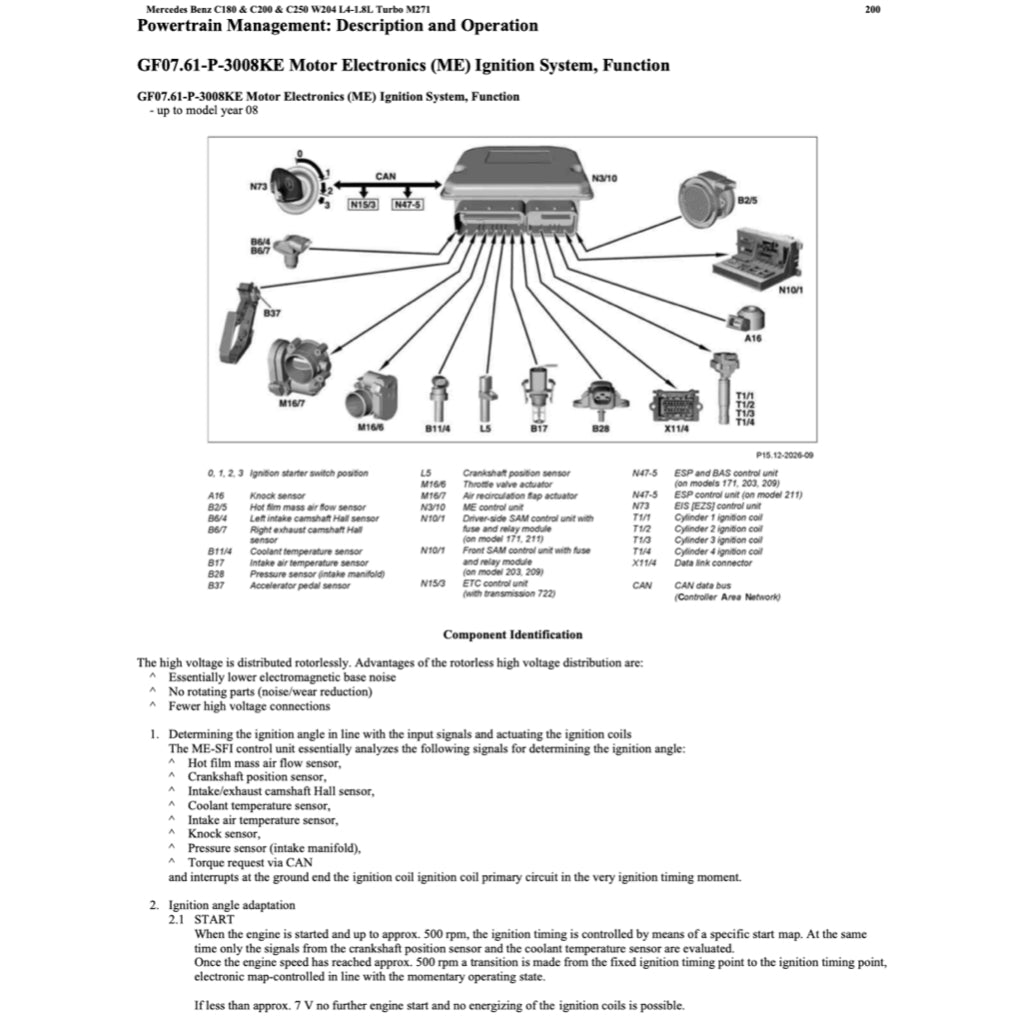 MERCEDES BENZ C-CLASS W204 M271 ENGINE (2007-2015) SERVICE WORKSHOP MANUAL
