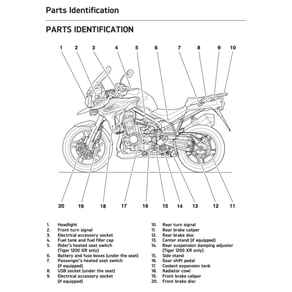 TRIUMPH TIGER 1200 XCX (2016-2023) SERVICE WORKSHOP MANUAL + OWNER'S MANUAL