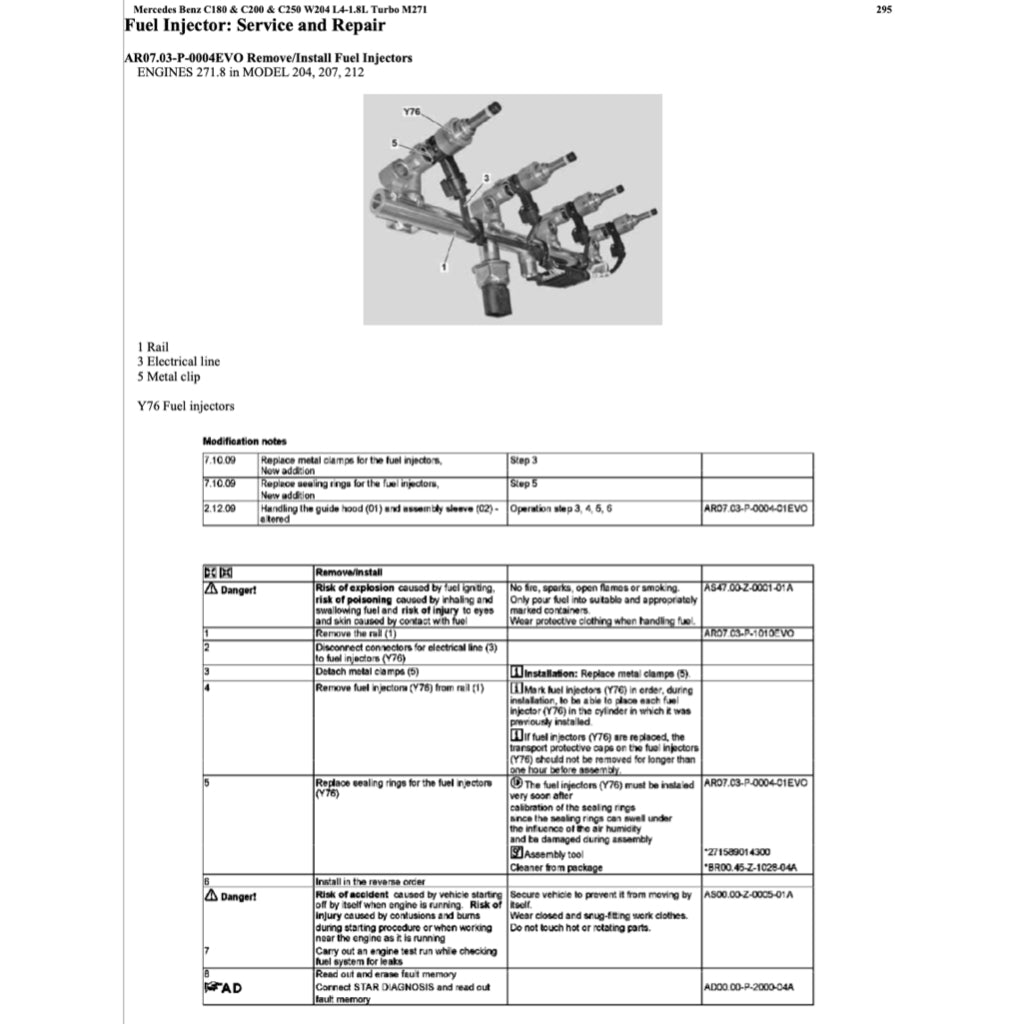 MERCEDES BENZ C-CLASS W204 M271 ENGINE (2007-2015) SERVICE WORKSHOP MANUAL