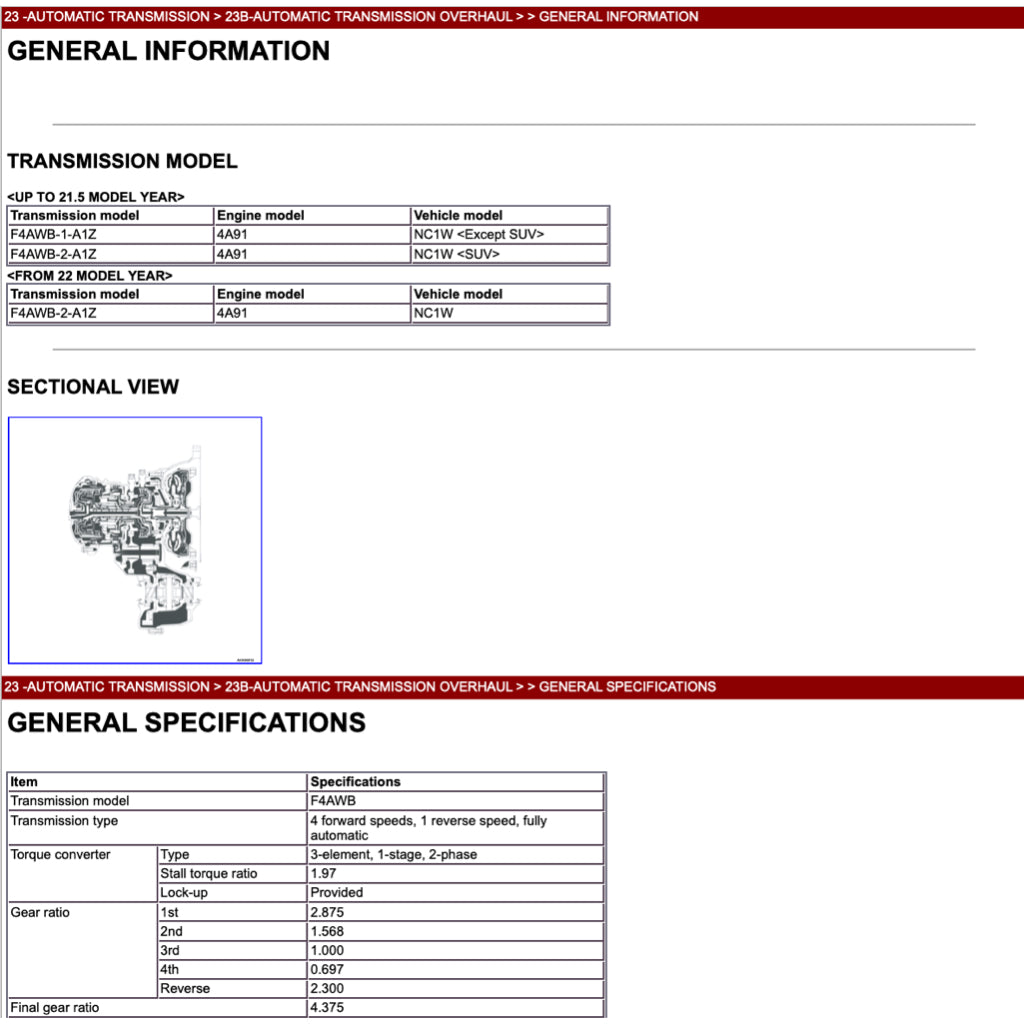MITSUBISHI XPANDER NC (2019-2023) SERVICE WORKSHOP MANUAL
