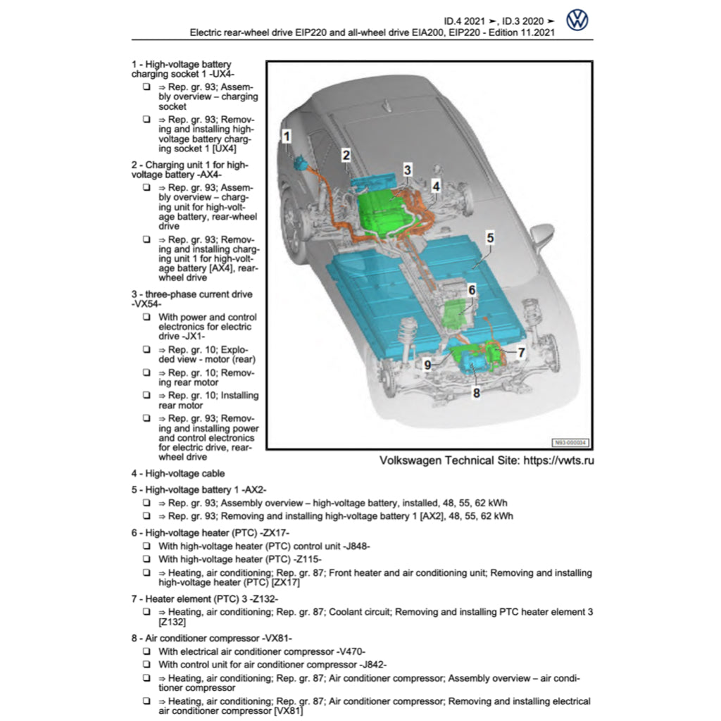 VW ID.3 EV (2020-2023) SERVICE WORKSHOP MANUAL
