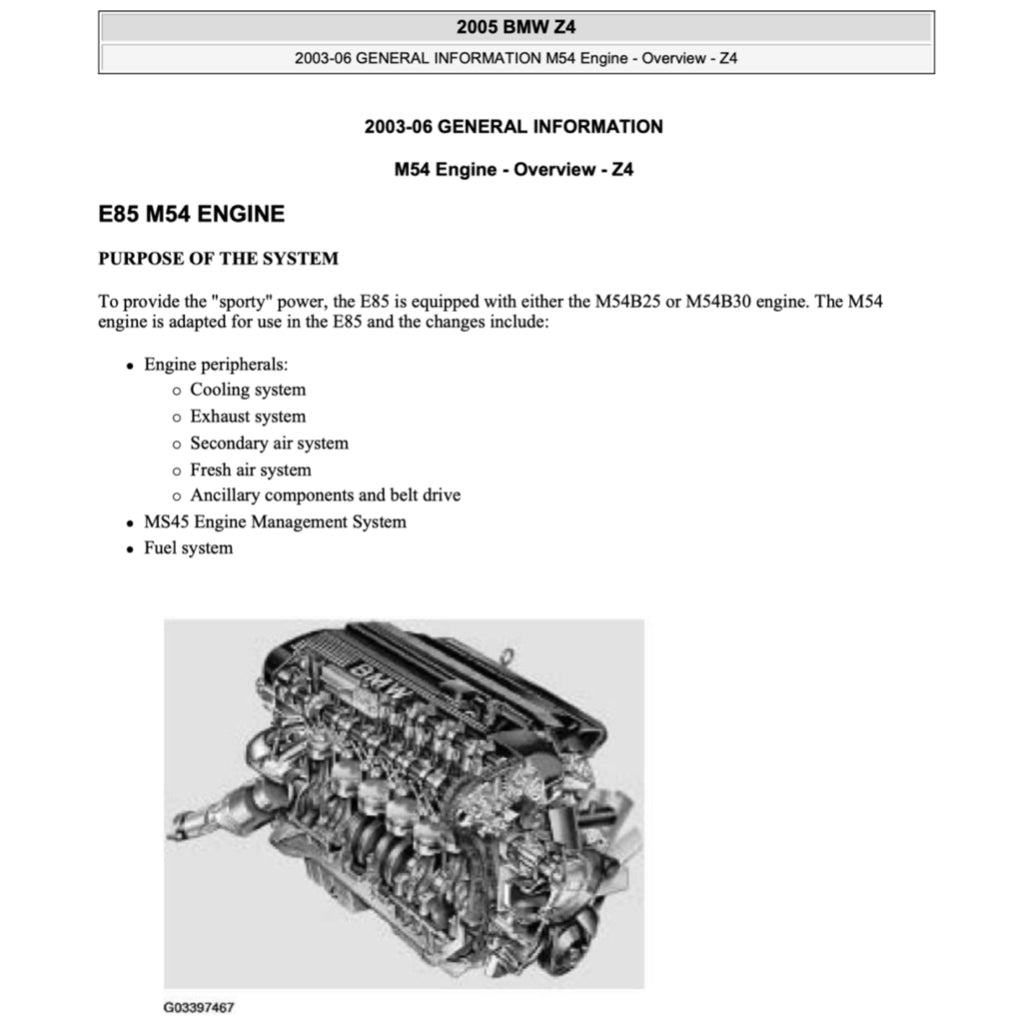 BMW Z4 E85/E86 (2002-2008) SERVICE WORKSHOP MANUAL