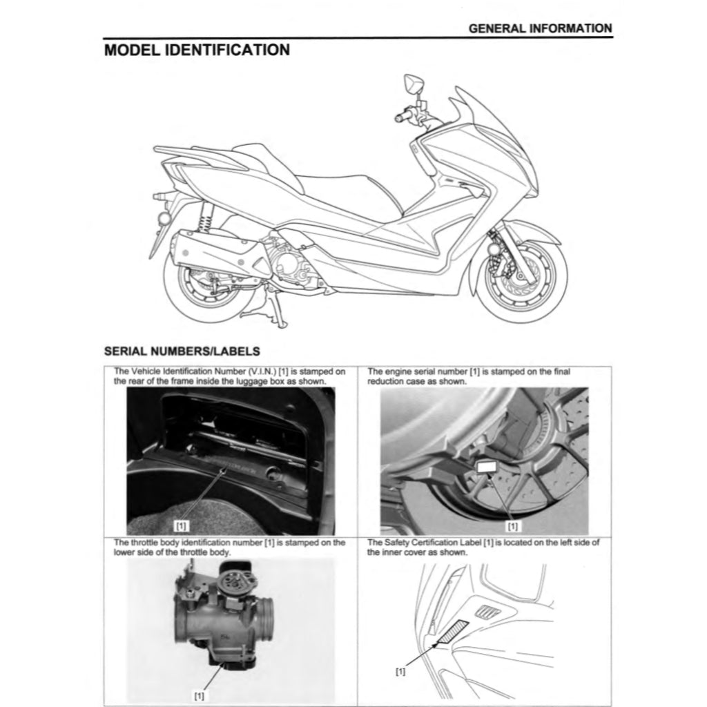 HONDA FORZA 300 NSS300-A (2013-2017) SERVICE WORKSHOP MANUAL + PARTS CATALOGUE + OWNER'S MANUAL