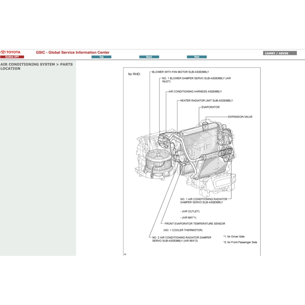 TOYOTA CAMRY ACV ASV 50/51 (2012-2017) ONLINE SERVICE WORKSHOP MANUAL