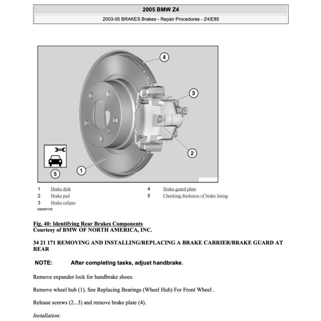 BMW Z4 E85/E86 (2002-2008) SERVICE WORKSHOP MANUAL
