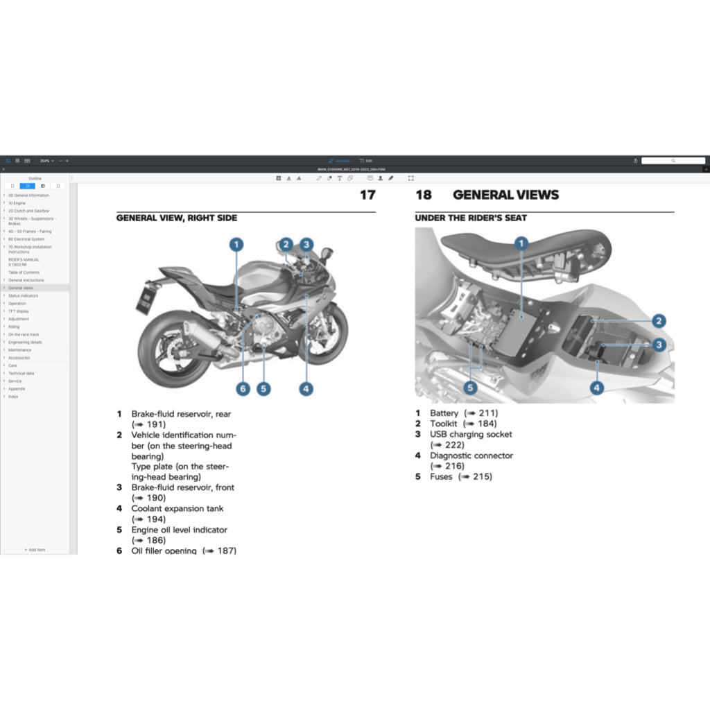 BMW S1000RR K67 (2019-2022) SERVICE WORKSHOP MANUAL + OWNER'S MANUAL