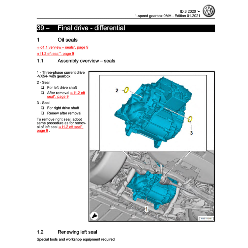 VW ID.3 EV (2020-2023) SERVICE WORKSHOP MANUAL