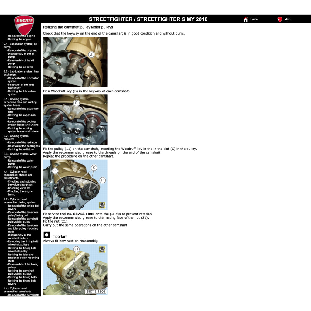 DUCATI STREETFIGHTER/S 1098 / 848 (2009-2015) SERVICE WORKSHOP MANUAL + PARTS CATALOGUE + OWNER'S MANUAL