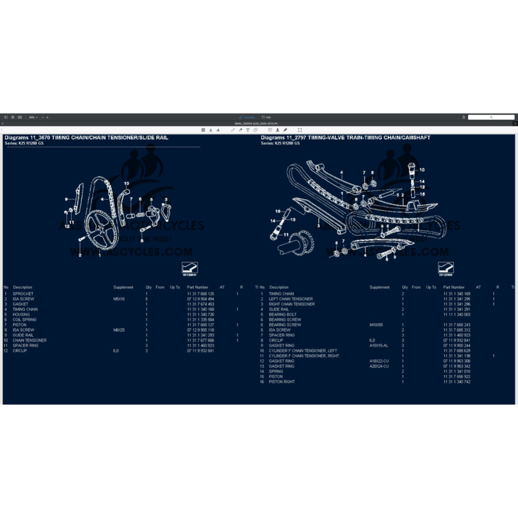 BMW R1200 GS / R1200GS K25 (2005-2013) SERVICE WORKSHOP MANUAL + PARTS CATALOGUE + OWNER'S MANUAL