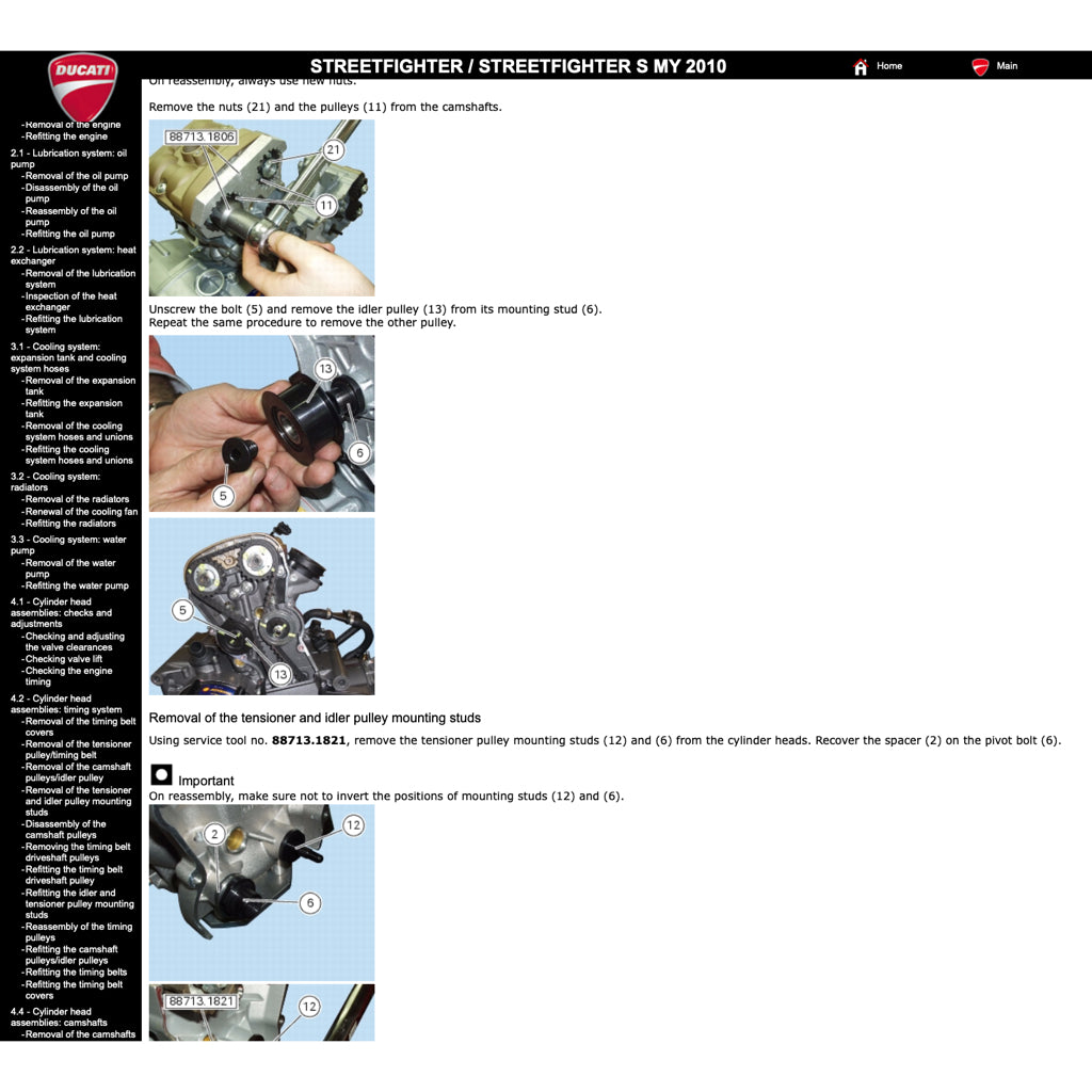 DUCATI STREETFIGHTER/S 1098 / 848 (2009-2015) SERVICE WORKSHOP MANUAL + PARTS CATALOGUE + OWNER'S MANUAL
