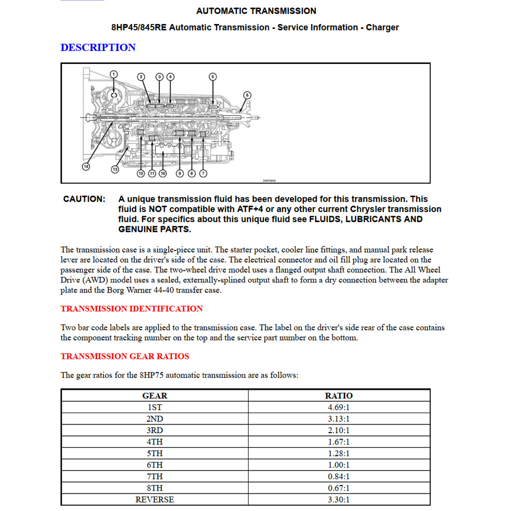 DODGE CHARGER LD (2015-2021) SERVICE WORKSHOP MANUAL
