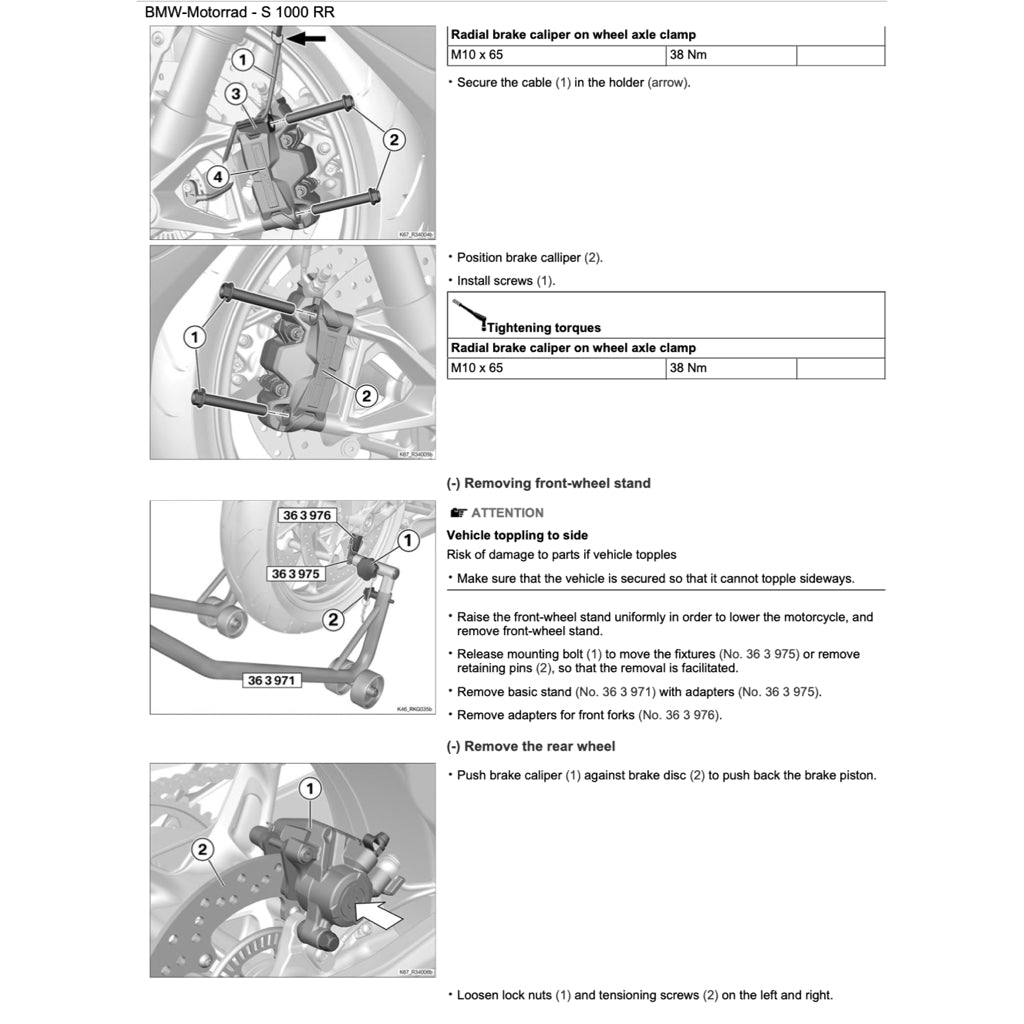 BMW S1000RR K67 (2019-2022) SERVICE WORKSHOP MANUAL + OWNER'S MANUAL