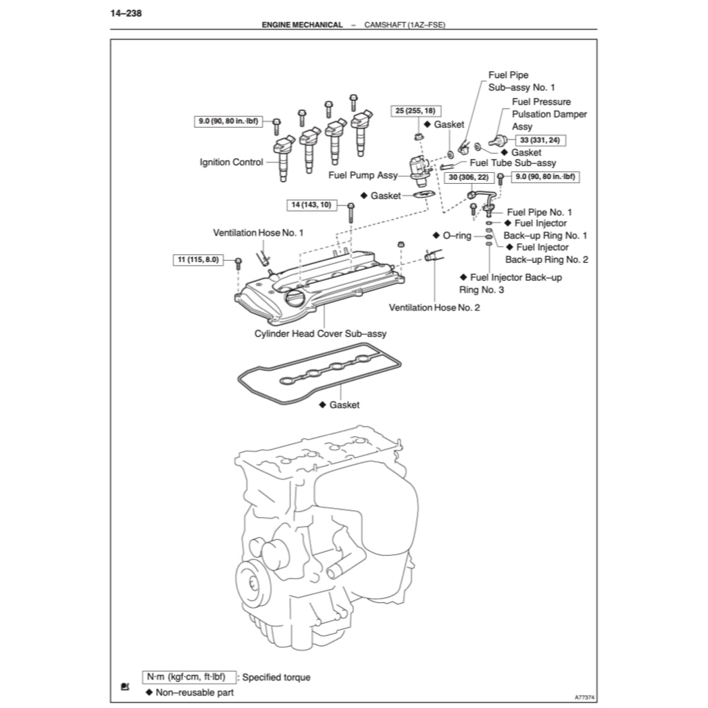 TOYOTA ENGINE 1AZ-FE / 1AZ-FSE SERVICE REPAIR WORKSHOP MANUAL