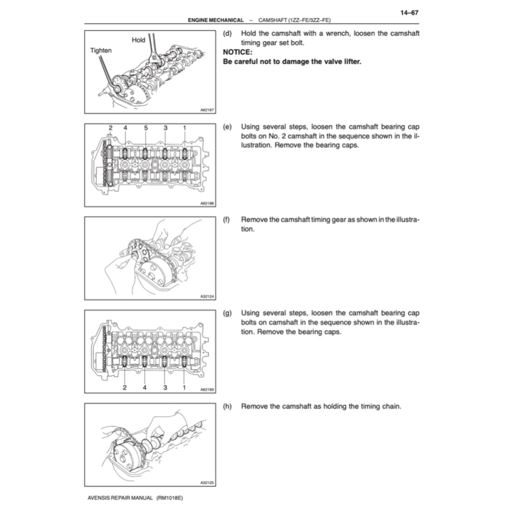 TOYOTA ENGINE 1AZ-FE / 1AZ-FSE SERVICE REPAIR WORKSHOP MANUAL