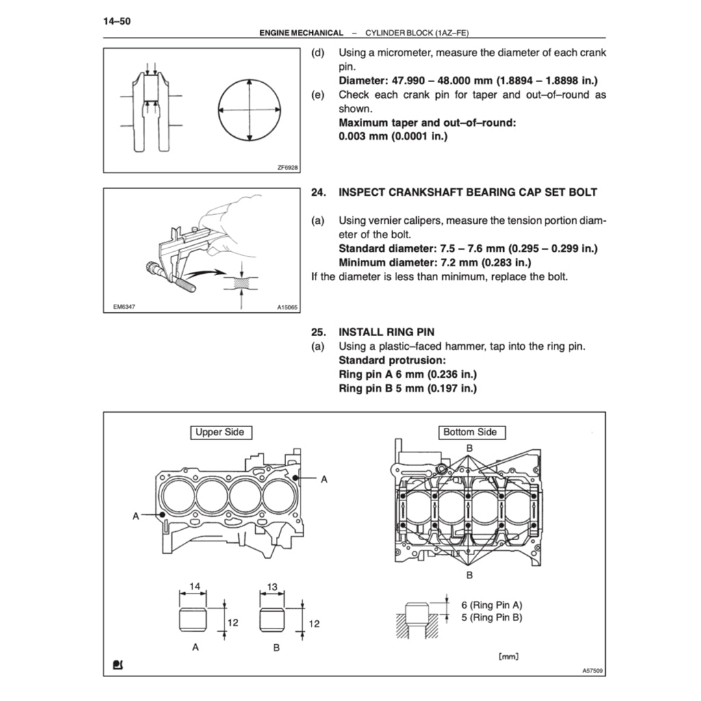 TOYOTA ENGINE 1AZ-FE / 1AZ-FSE SERVICE REPAIR WORKSHOP MANUAL