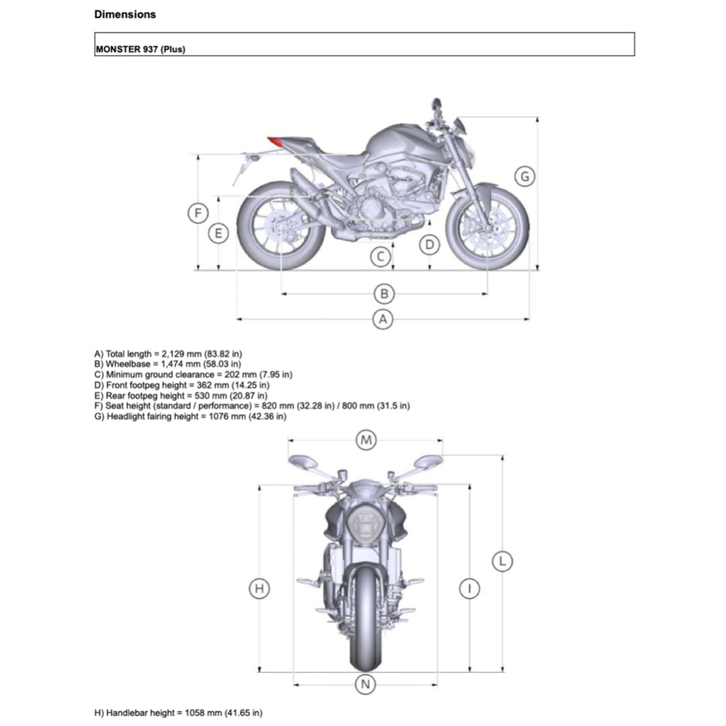 DUCATI MONSTER 937+ (2021+) SERVICE WORKSHOP MANUAL + PARTS CATALOGUE + OWNER'S MANUAL