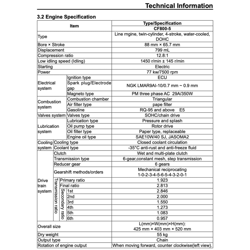 CFMOTO 800MT 800 MT (2021+) SERVICE WORKSHOP MANUAL + PARTS CATALOGUE + OWNER'S MANUAL