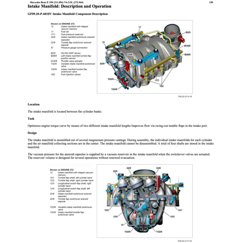 MERCEDES-BENZ E-CLASS W211 E350 M272 (2002-2009) SERVICE WORKSHOP MANUAL