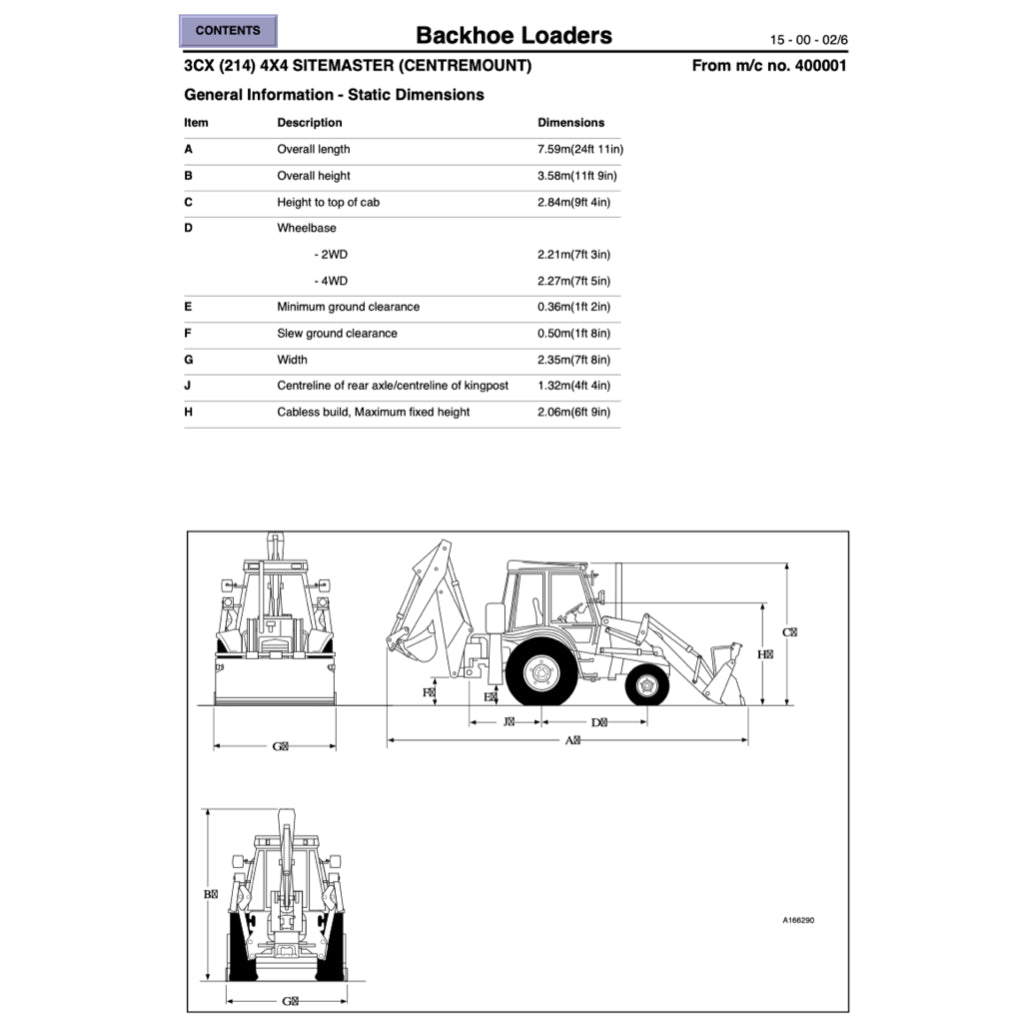 JCB SERVICE DATA BOOK (1992-2003) LOADERS / EXCAVATORS / RTFL / FASTRAC