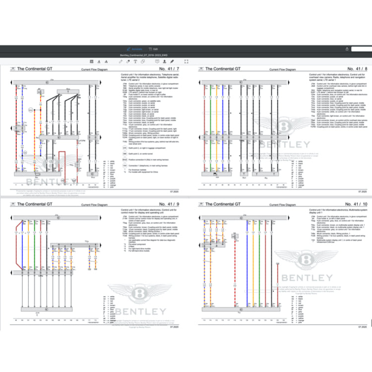 BENTLEY CONTINENTAL GT V8 / W12 (2019-2023) ELECTRICAL WIRING DIAGRAMS