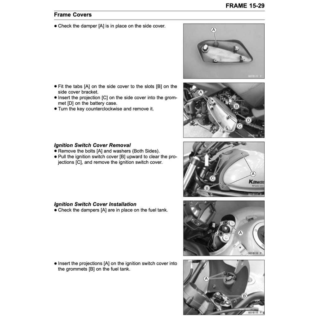 KAWASAKI VULCAN S650 (2015+) SERVICE WORKSHOP MANUAL + PARTS CATALOGUE + OWNER'S MANUAL