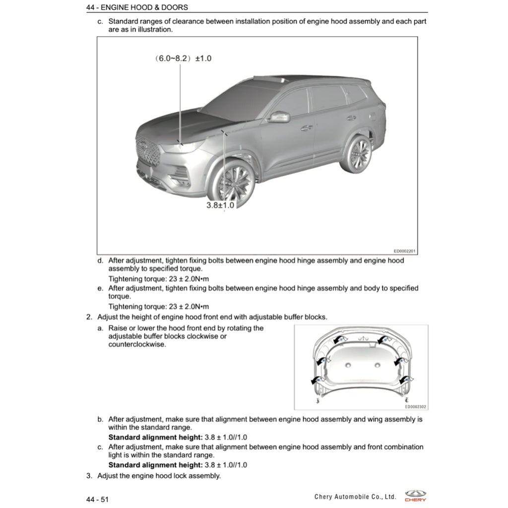 CHERY TIGGO 8 PRO (2020+) SERVICE WORKSHOP MANUAL