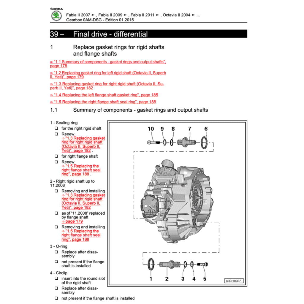 SKODA OCTAVIA 1Z (2004-2013) SERVICE WORKSHOP MANUAL