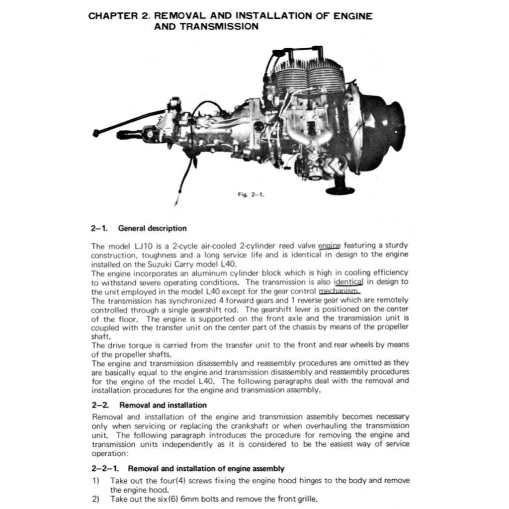 SUZUKI LJ10 JIMNY (1970-1981) SERVICE WORKSHOP MANUAL + PARTS CATALOGUE