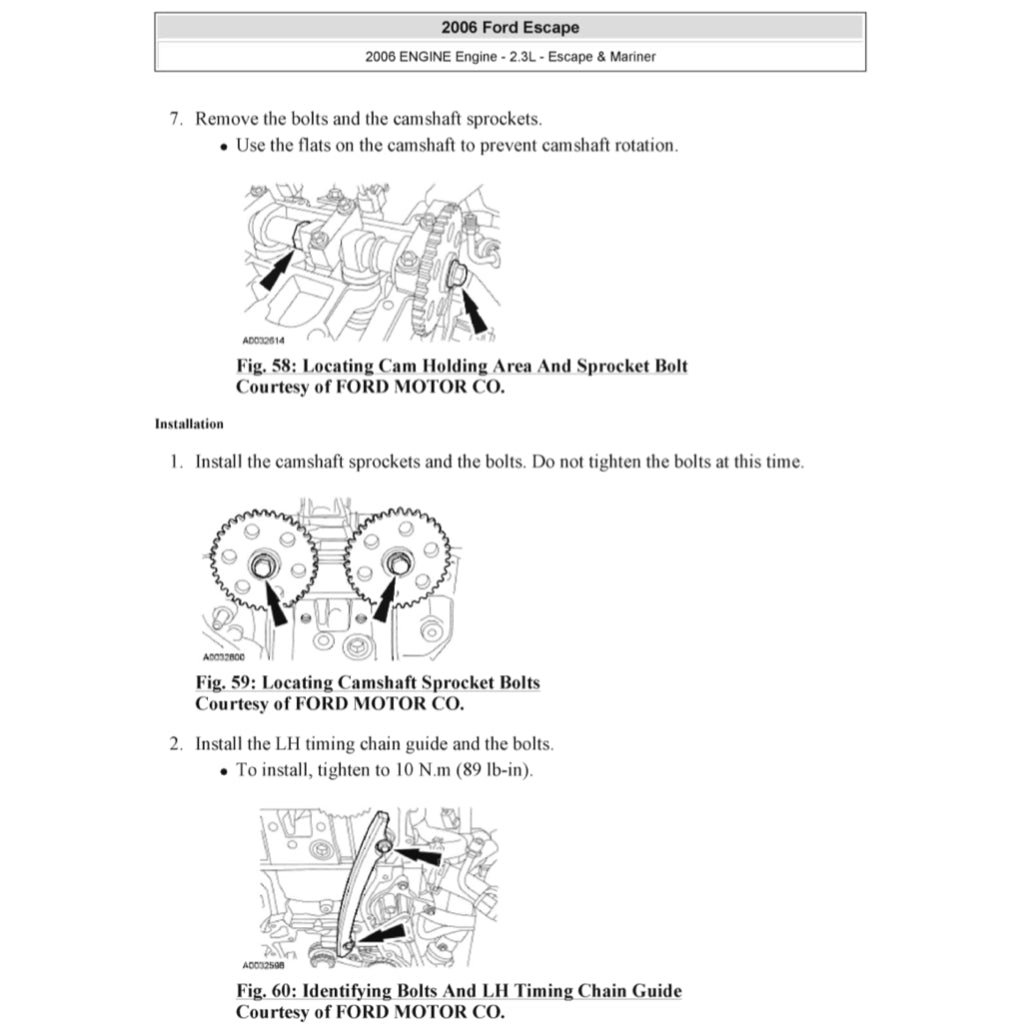 FORD ESCAPE MK1 (2001-2007) SERVICE WORKSHOP MANUAL