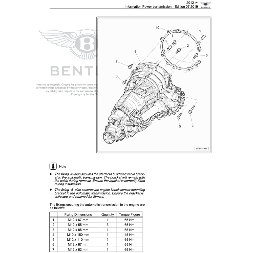 BENTLEY CONTINENTAL GTC/SPEED W12 (2007-2013) SERVICE WORKSHOP MANUAL