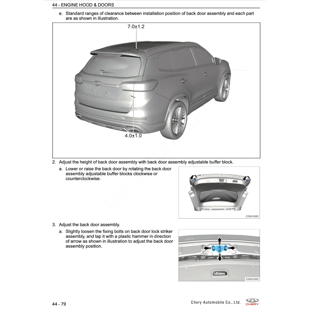 CHERY TIGGO 8 PRO (2020+) SERVICE WORKSHOP MANUAL