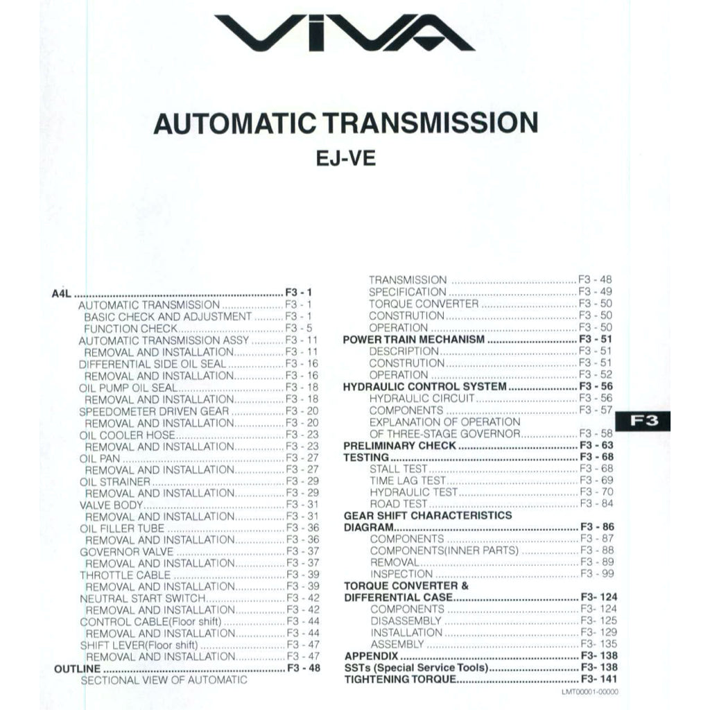 PERODUA VIVA (2007-2014) SERVICE WORKSHOP MANUAL
