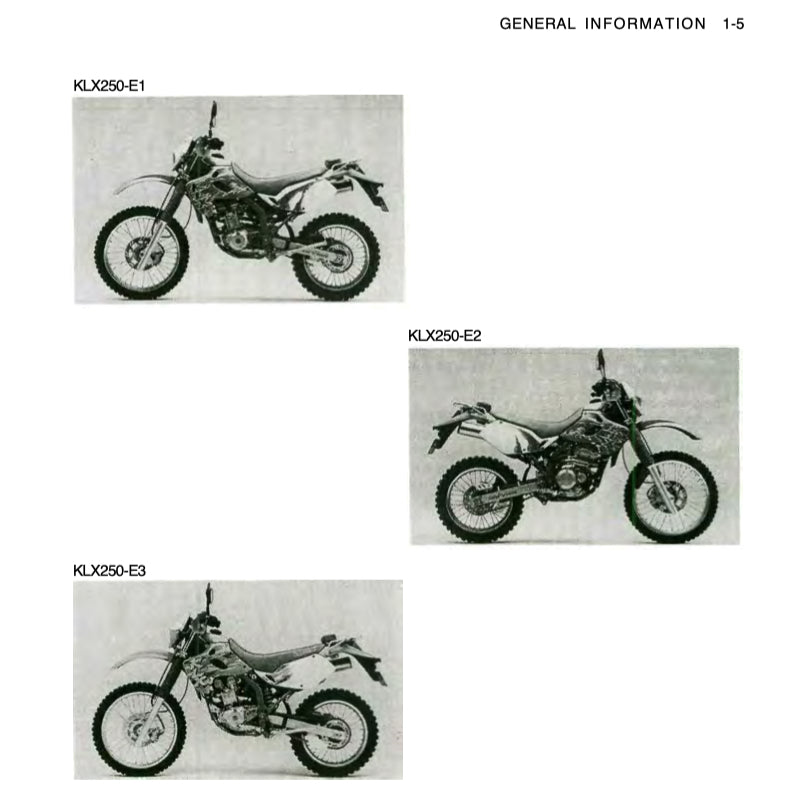 KAWASAKI KLX250 KLX 250 (1993-2007) SERVICE WORKSHOP MANUAL + PARTS CATALOGUE
