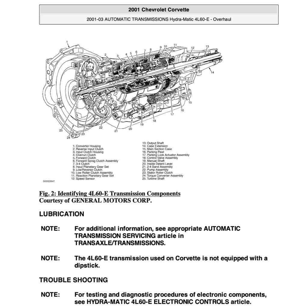 CHEVROLET CORVETTE C5 (1996-2004) SERVICE WORKSHOP MANUAL