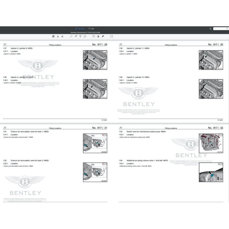 BENTLEY CONTINENTAL GT V8 / W12 (2019-2023) ELECTRICAL WIRING DIAGRAMS