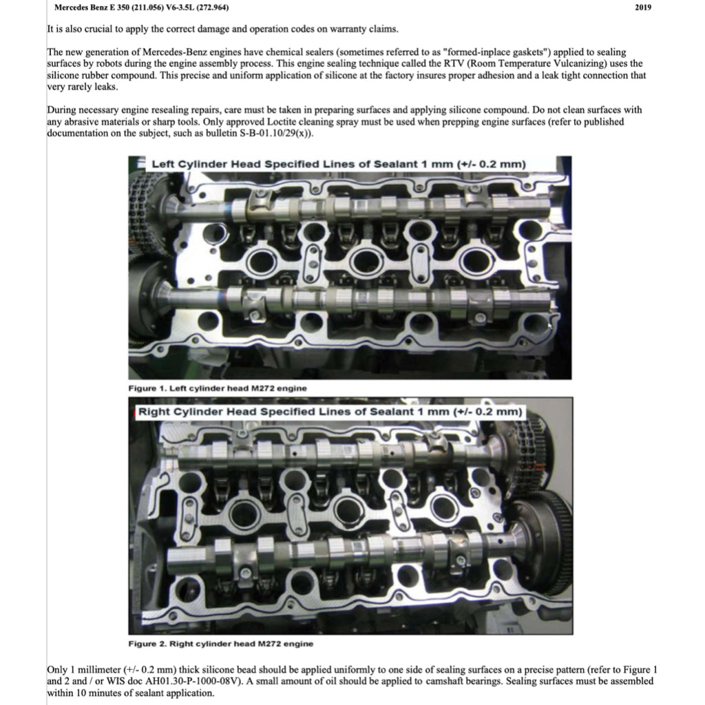 MERCEDES-BENZ E-CLASS W211 E350 M272 (2002-2009) SERVICE WORKSHOP MANUAL