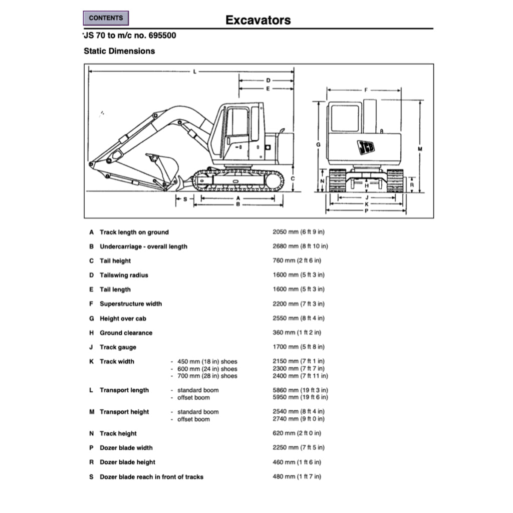 JCB SERVICE DATA BOOK (1992-2003) LOADERS / EXCAVATORS / RTFL / FASTRAC