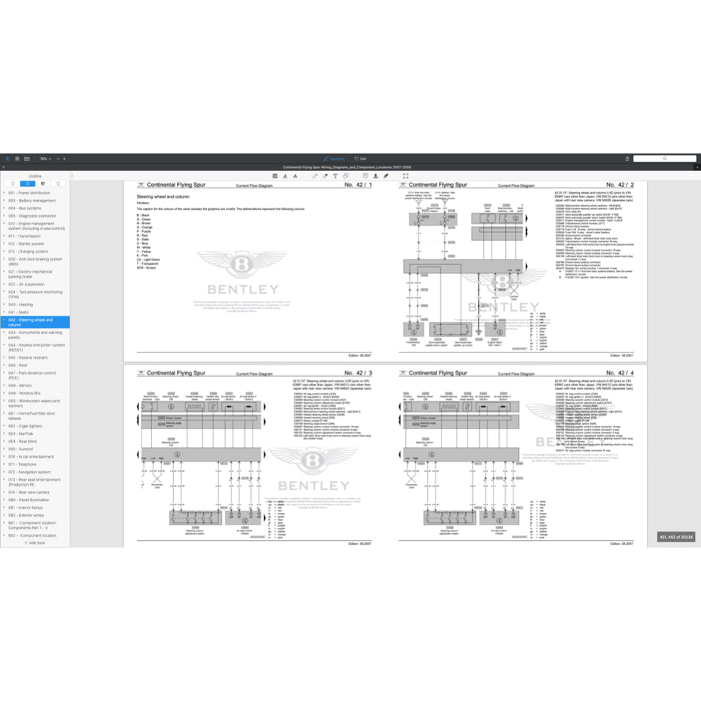 BENTLEY CONTINENTAL FLYING SPUR W12 (2005-2013) ELECTRICAL WIRING DIAGRAMS