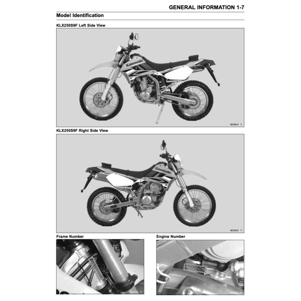 KAWASAKI KLX250 KLX 250 (2008-2021) SERVICE WORKSHOP MANUAL + PARTS CATALOGUE + OWNER'S MANUAL