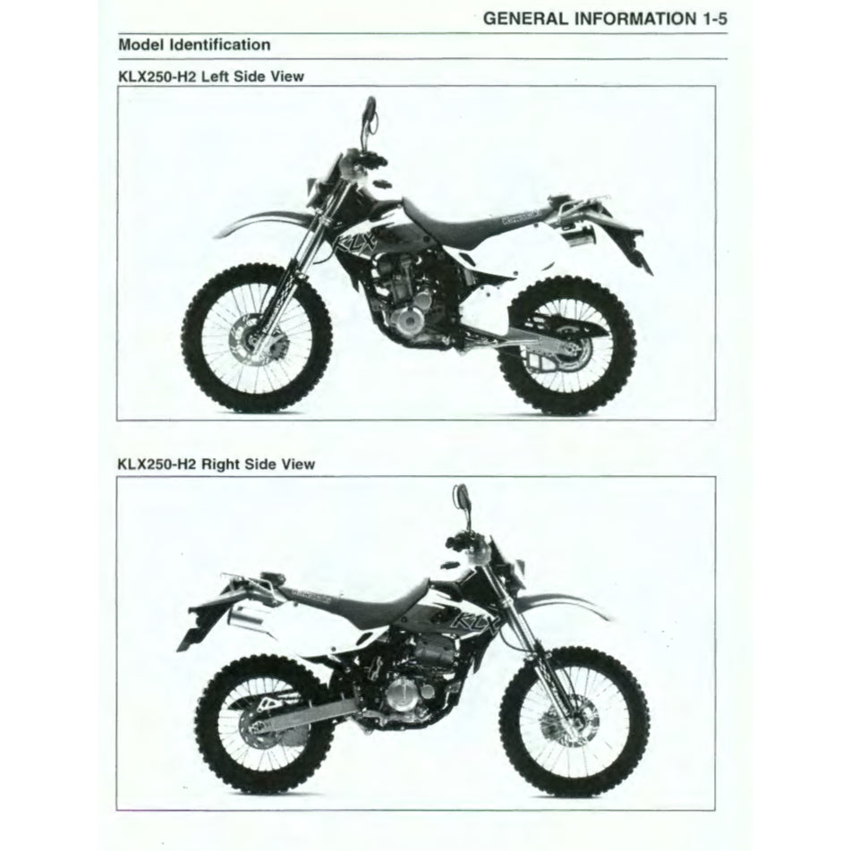 KAWASAKI KLX250 KLX 250 (1993-2007) SERVICE WORKSHOP MANUAL + PARTS CATALOGUE