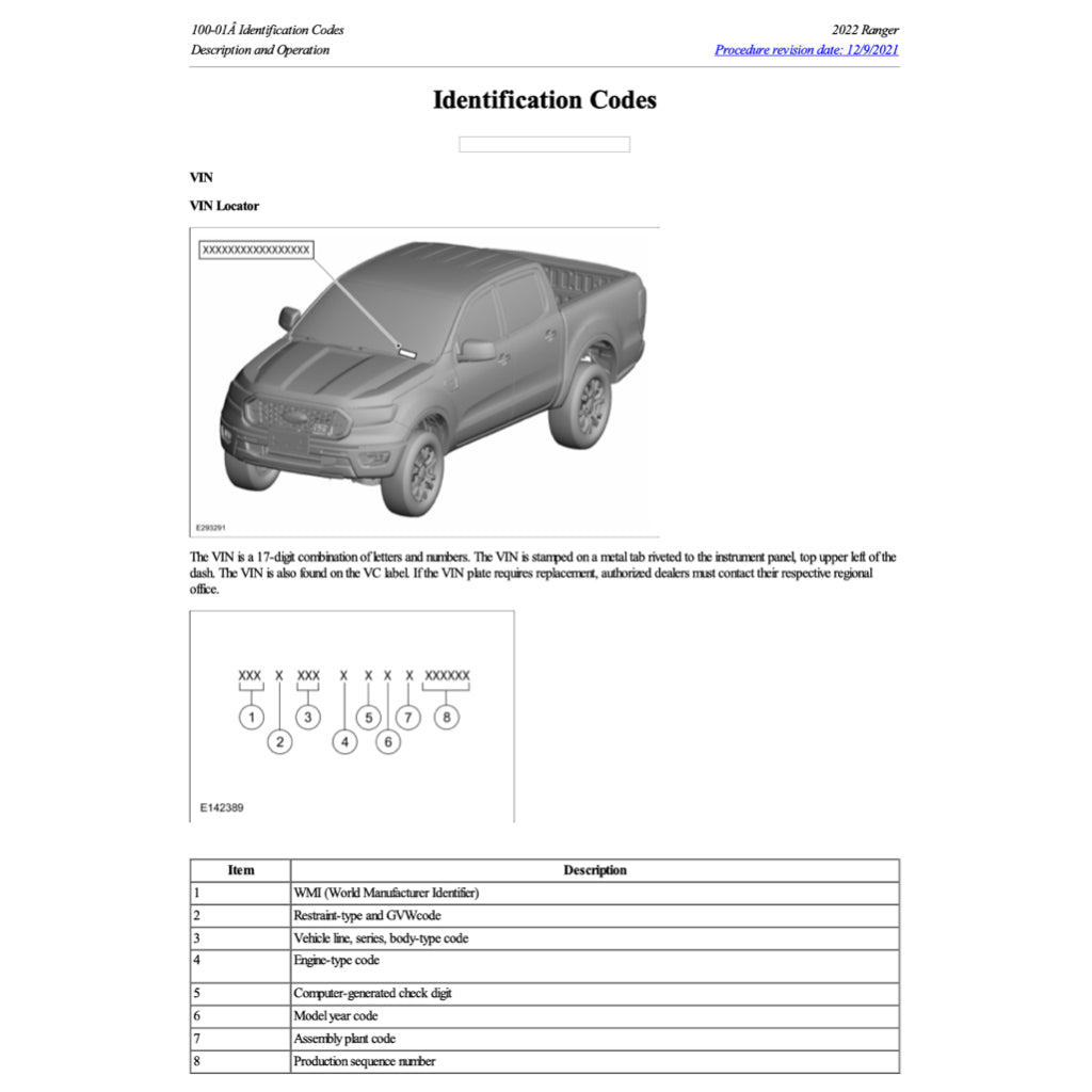 FORD RANGER T6.2 P703 (2022+) SERVICE WORKSHOP MANUAL