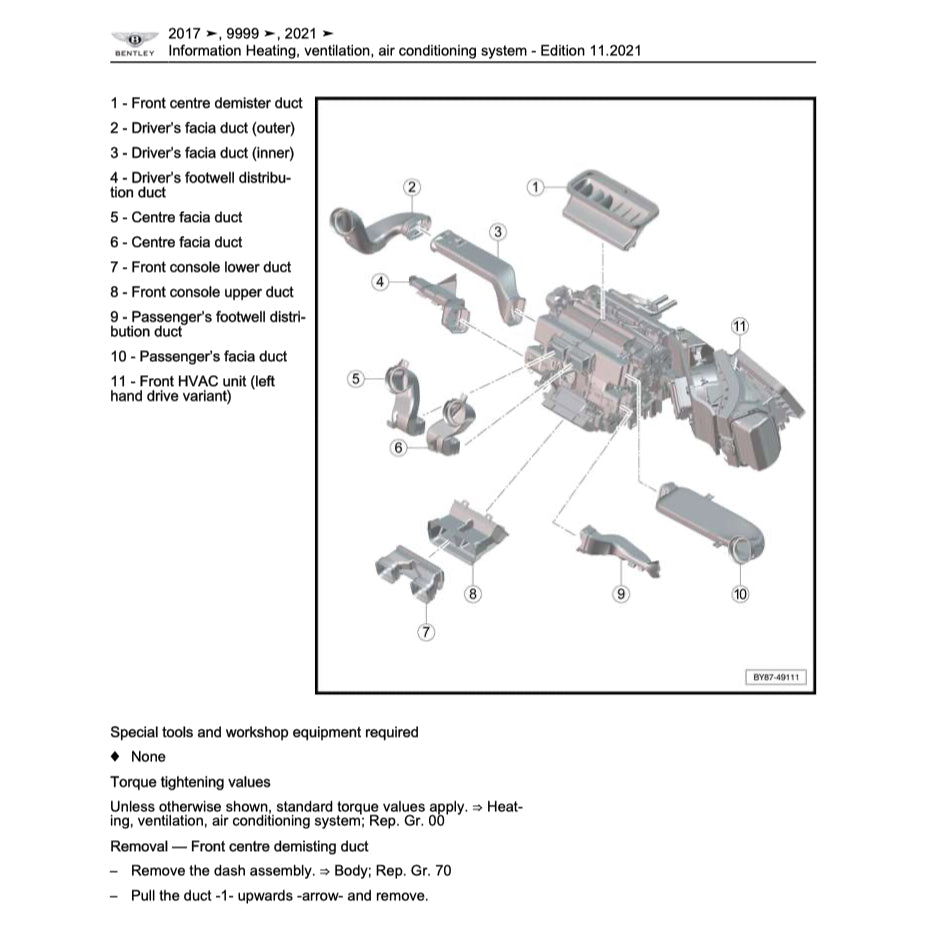 BENTLEY BENTAYGA (2017+) SERVICE WORKSHOP MANUAL