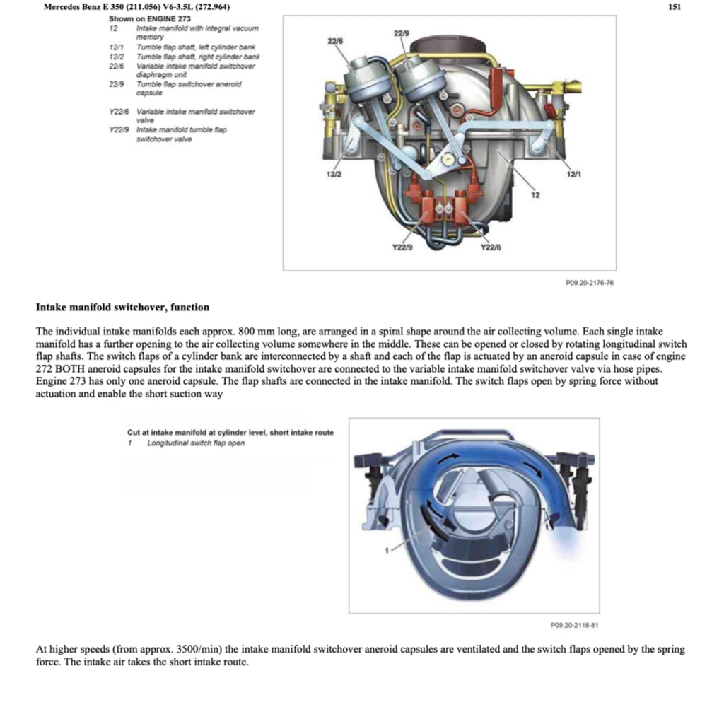MERCEDES-BENZ E-CLASS W211 E350 M272 (2002-2009) SERVICE WORKSHOP MANUAL