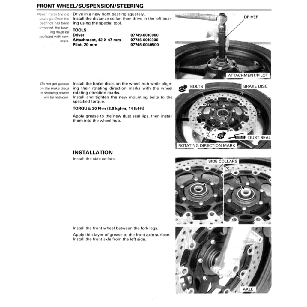 HONDA CB1300F SUPER FOUR SC54 (2003-2013) SERVICE WORKSHOP MANUAL + PARTS CATALOGUE + OWNER'S MANUAL