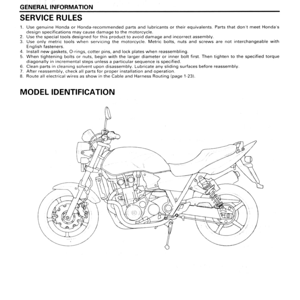HONDA CB1300F SUPER FOUR SC54 (2003-2013) SERVICE WORKSHOP MANUAL + PARTS CATALOGUE + OWNER'S MANUAL