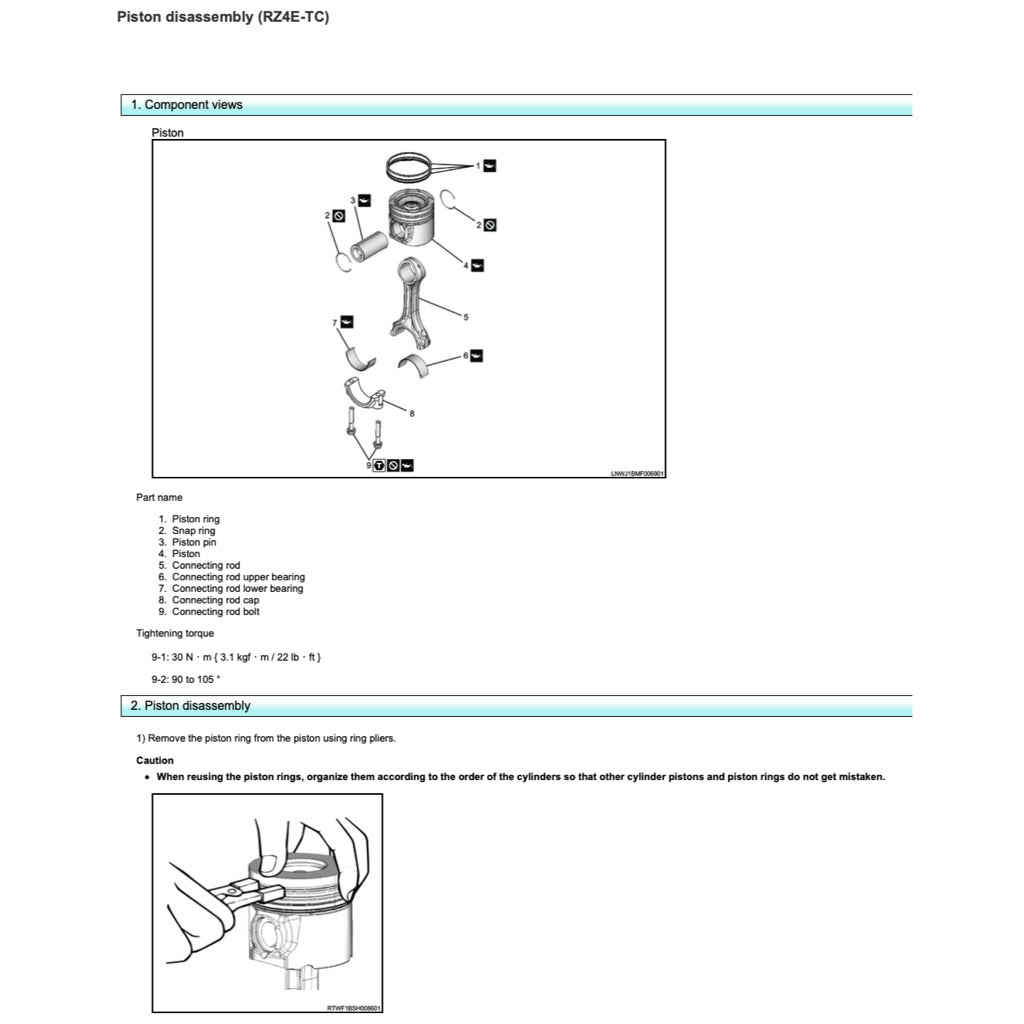 ISUZU ENGINE RZ4E-TC SERVICE WORKSHOP MANUAL