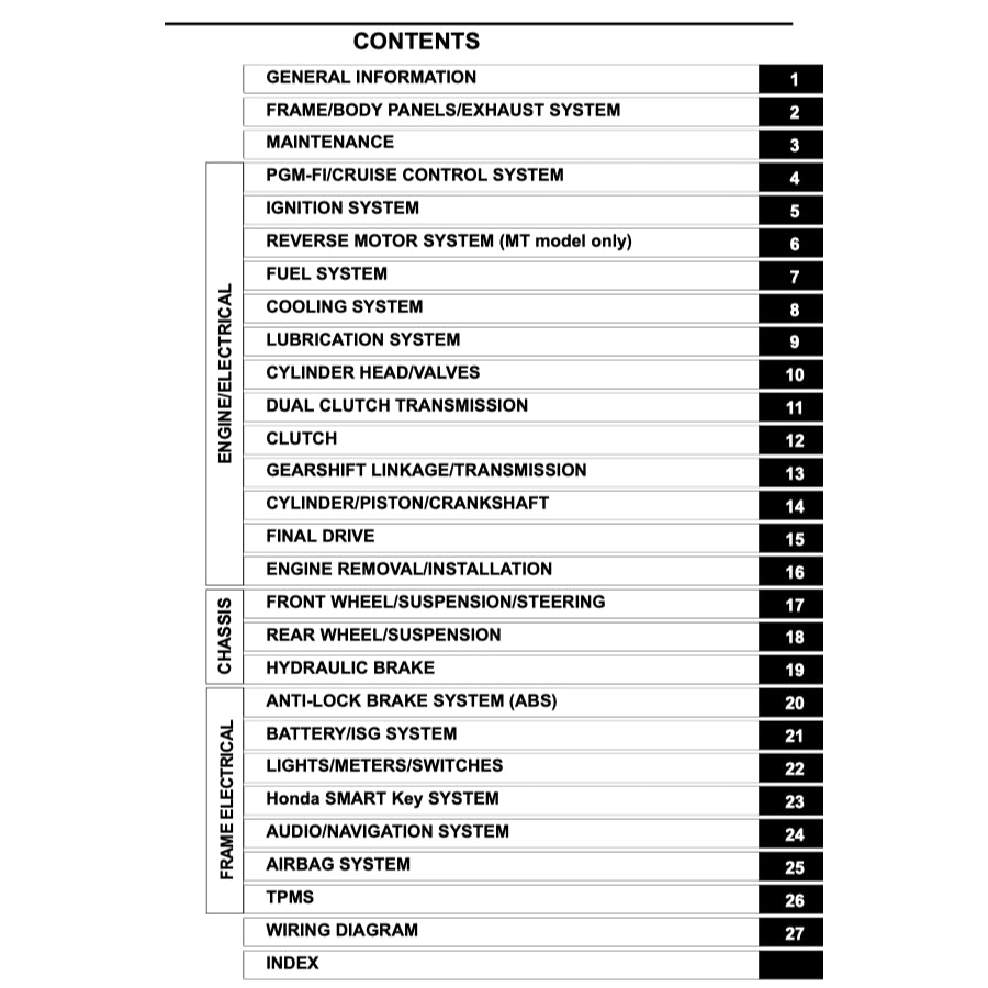 HONDA GOLD WING GL1800 (2018+) SERVICE WORKSHOP MANUAL + OWNER'S MANUAL