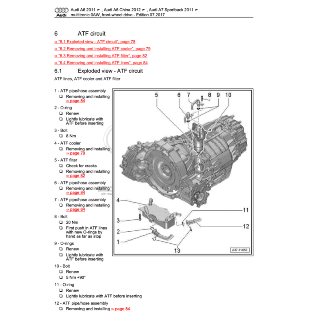 AUDI A7 4G8 (2011-2018) SERVICE WORKSHOP MANUAL